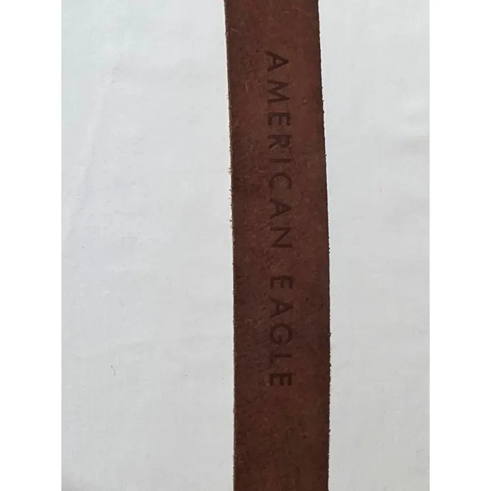 American Eagle Brown Genuine Leather Belt Eagle Logo Distressed 37.75